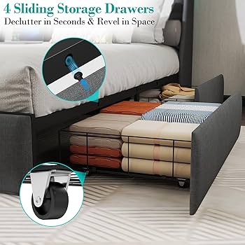 order_b229g83pWhDuDsxq2zio35 専用 Amazon.com: King Size Platform Bed Frame with 4 Storage